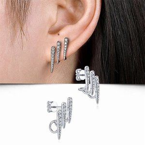 New Sterling Silver White Sapphires Icicle Studs